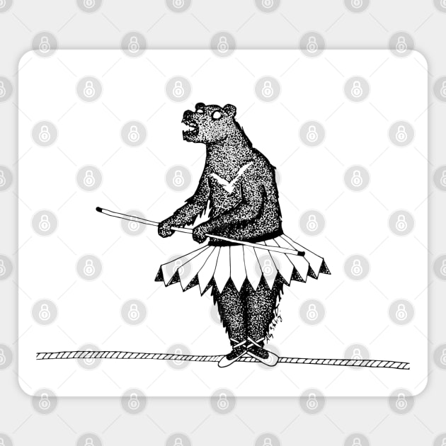 Bear on a tightrope Magnet by AlyStabz